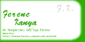 ferenc kanya business card